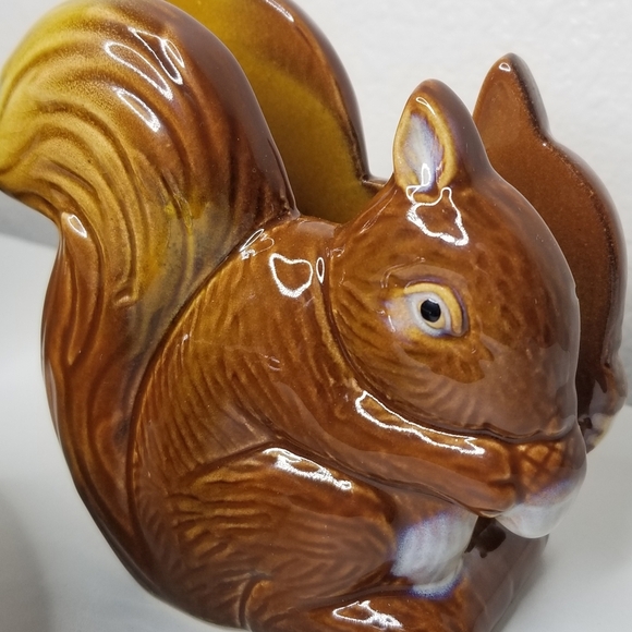 Squirrel Napkin Holder Chestnut Treat Dish Ceramic 3pc Set - Picture 5 of 16